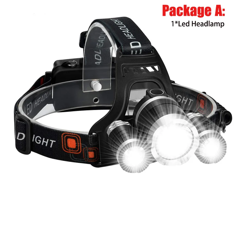 3LED Package A T30 светодиодный налобный фонарь с высоким люменом 3/5 светодиодный светильник ультра яркий налобный светильник с подзарядкой через USB 4 режима светодиодный светильник водонепроницаемый для рыбалки и охоты - Испускаемый цвет: 3LED Package A