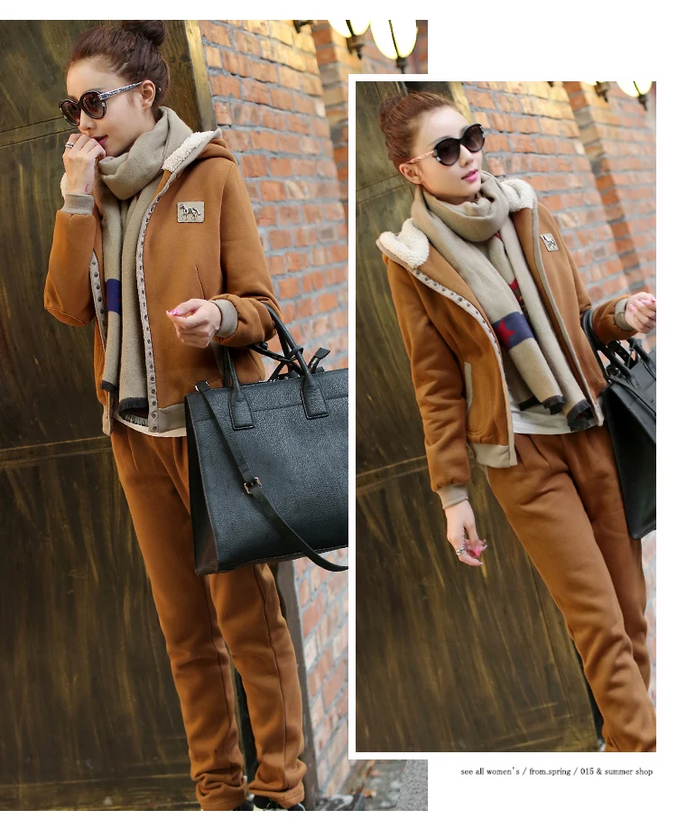 Зимний Теплый женский спортивный костюм из плотного флиса, спортивные ...