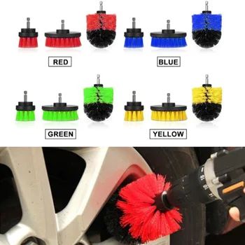 

3pcs/set Car Wash Electric Brush Kit Hard Bristle Vehicle Cleaning And Maintenance Tools Green/ Blue/ Red/ Yellow