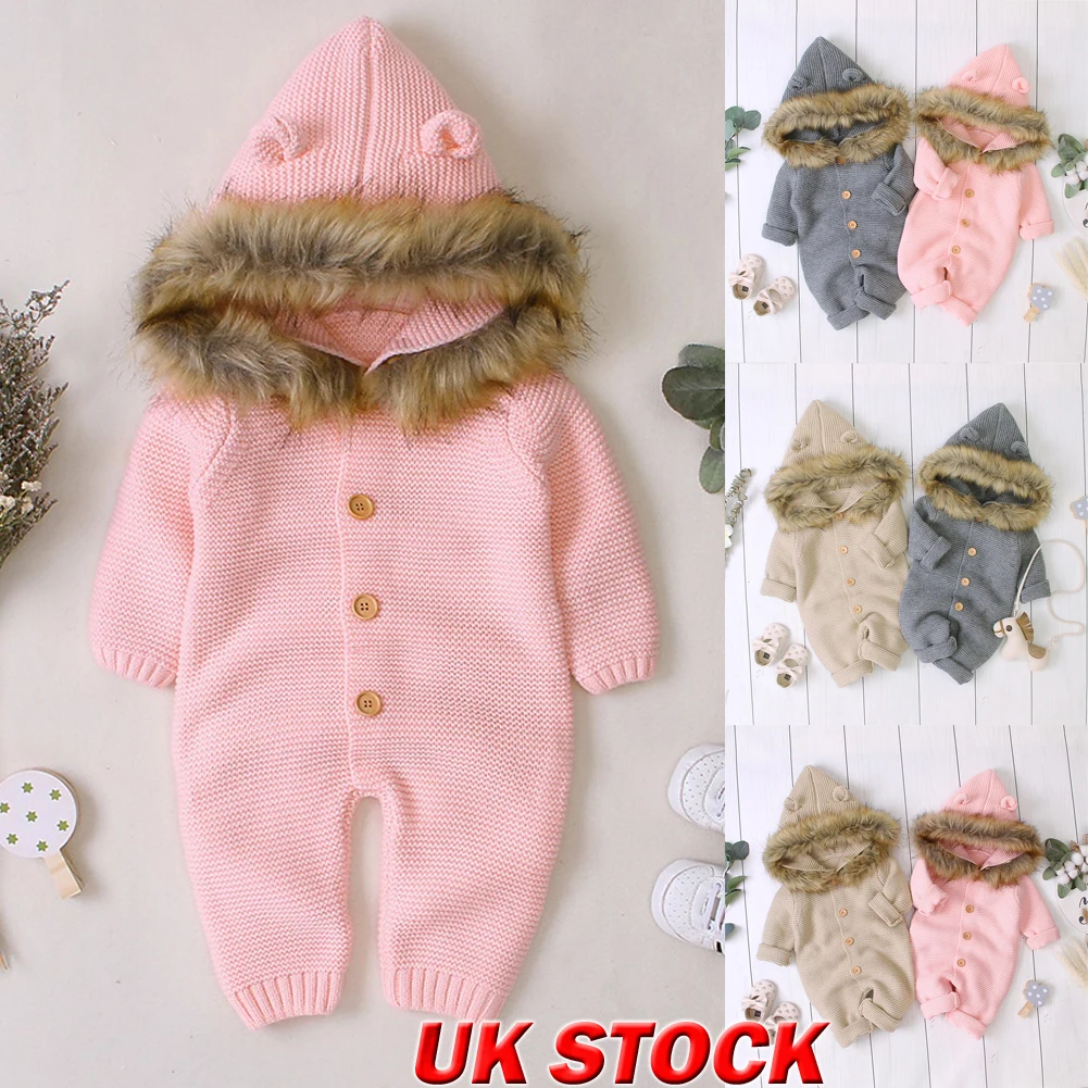 Зимний комбинезон для новорожденных мальчиков и девочек; Вязаный комбинезон с капюшоном; пальто; одежда