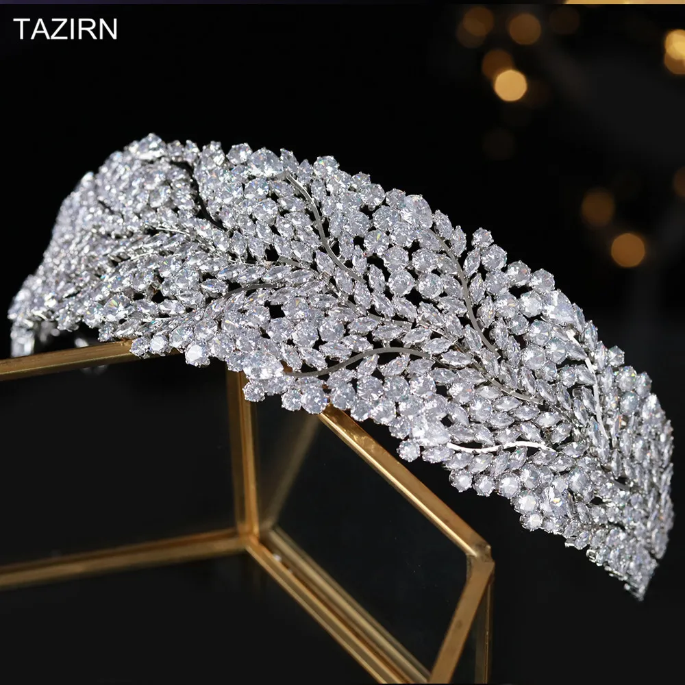 3A+ Cubic Zirconia Sweet 16 Princess Headbands CZ Wedding Bridal Tiaras Zircon Party Hair Jewelry Accessories Pageant Headpieces