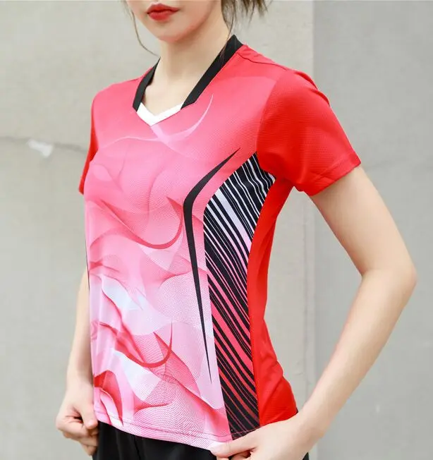 2021 Badminton shirts Women , sport shirt Tennis shirts For Girls , Female table tennis tshirt , Quick dry Ping Pong tshirts Kit