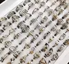 Bulk lots 25pcs 16-20mm Mix Laser Cut Ring Women's Mix Colors  stainless Steel Party Ring Trendy Jewelry 4