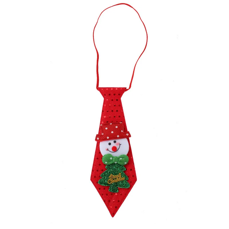 Snowman Светодиодный Рождественский галстук, светящийся блестками, лось, медведь, Санта-Клаус, снеговик, галстук для детей, мультяшный галстук, украшение, подарок на год - Цвет: Snowman