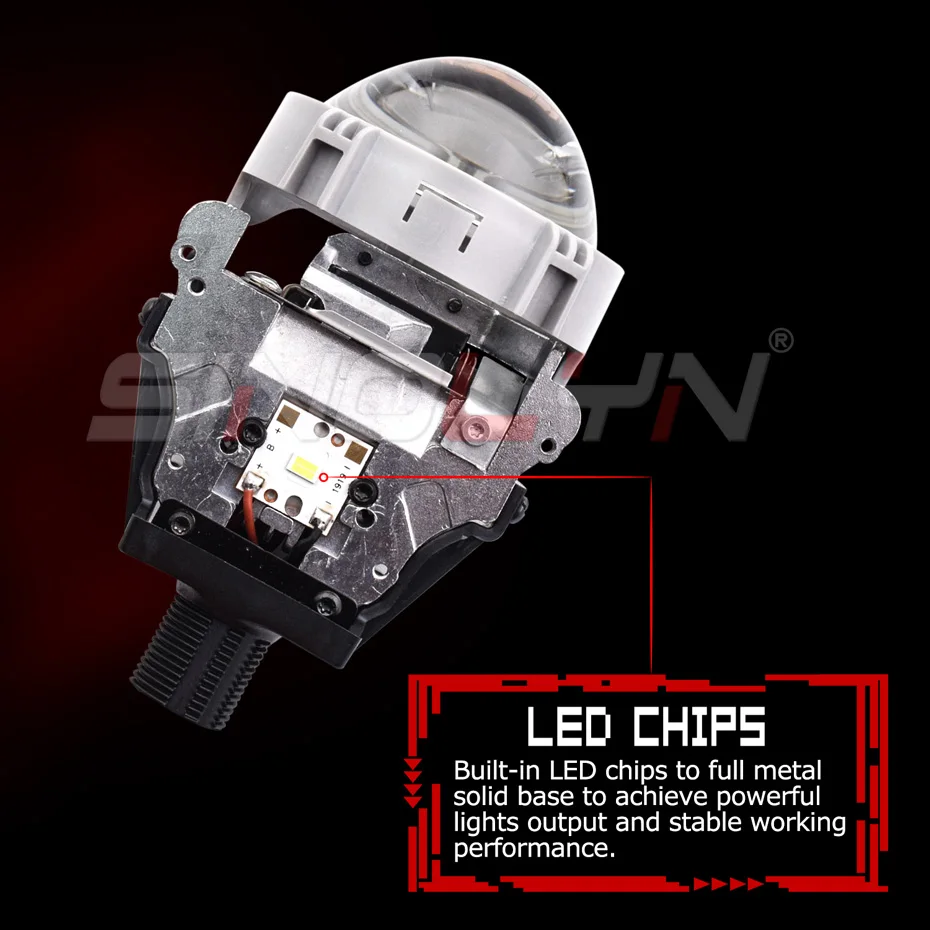  SINOLYN 2.5'' Bi-led Lens Projector Lenses In Headlights H7 H4 H1 9005 9006 LED Light Bulbs Car Acc - 4000166266860