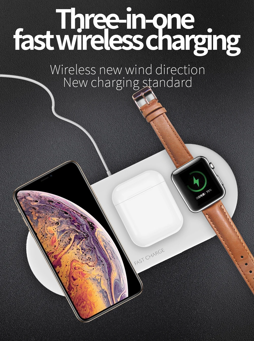 Wireless Charging Mobile Phone Charger Station 3IN1 Multi Function Charging Stand with Type-c for Iphone for Airpods for