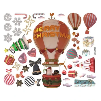 

Christmas Decoration Wall Stickers Hot Air Balloon Xmas Tree Pattern Stickers