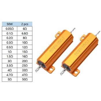 

uxcell 2pcs 50W 5% Aluminum Housing Resistor Screw Chassis Mounted Aluminum Case Wirewound Resistor Load Resistors Gold Tone