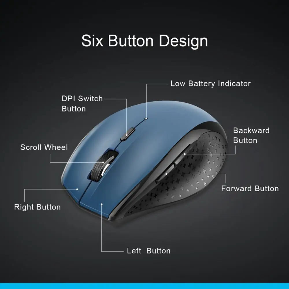 TeckNet Беспроводная bluetooth-мышка BM308 синий 3000 dpi 2000 dpi 1600 dpi эргономичная мышь для ноутбуков Xiaomi
