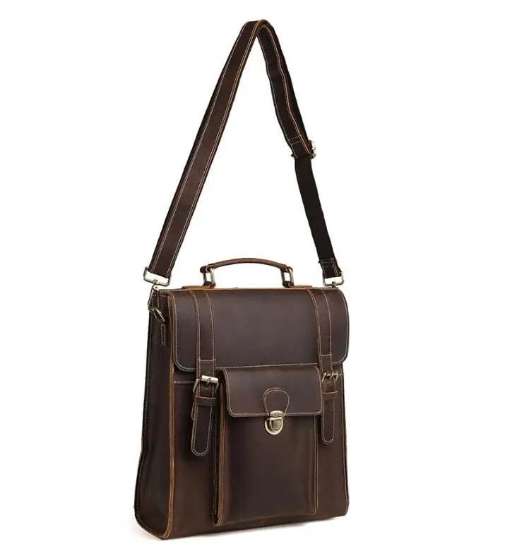 CHSANATO NEW 3 in 1 Business Backpacks Crazy Horse Leather Backpack For Vintage Men Travel Shoulder Bags Quality Male Mochilas