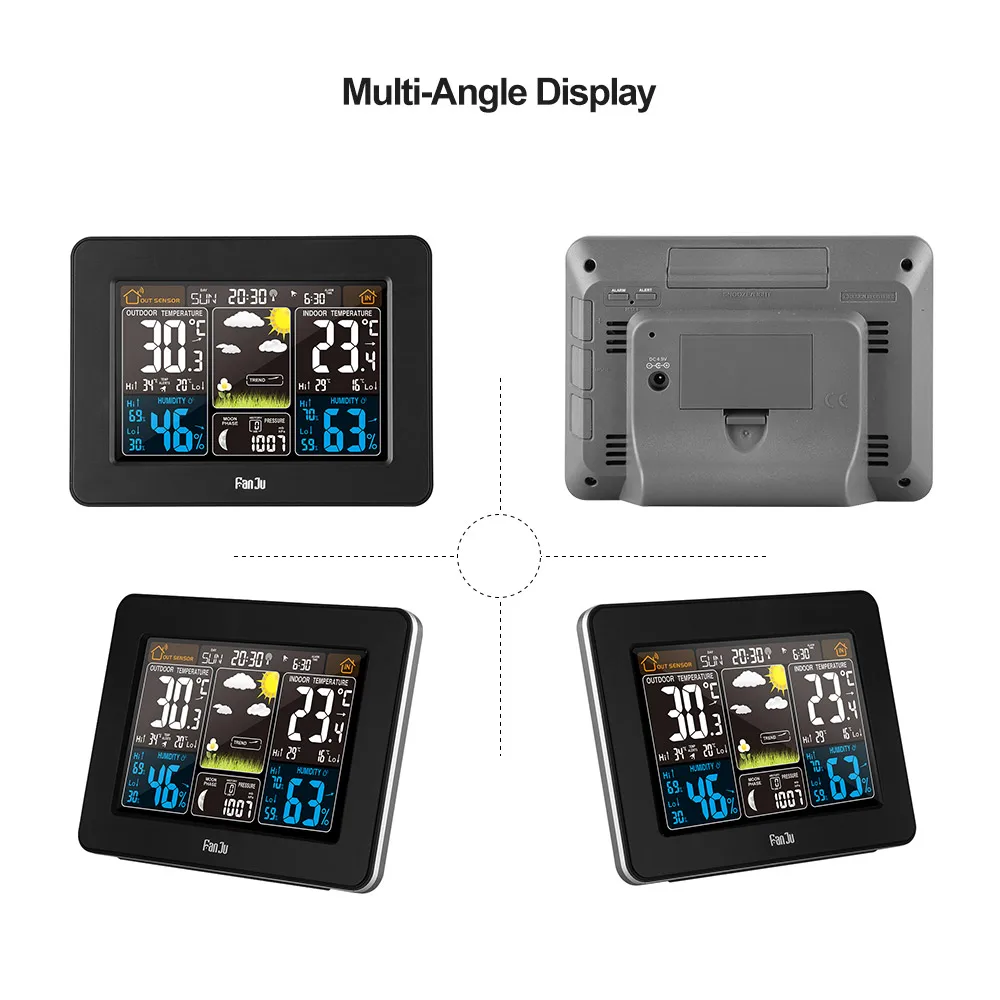FanJu цветная Метеостанция Крытый/Открытый Температура Влажность Барометр термометр гигрометр часы погода