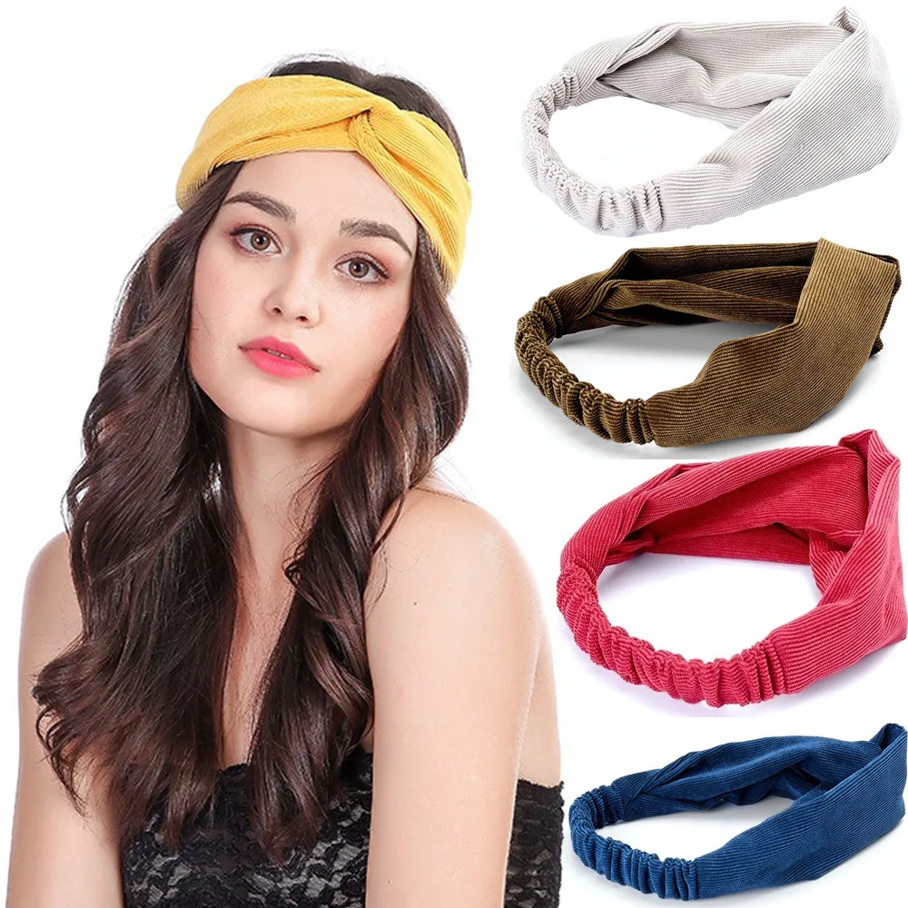 

Fashion Korean Style Hair Bands For Women Floral Knot Headband Elastic Wrap Turban Band Yoga Sports Hair Accessories L58