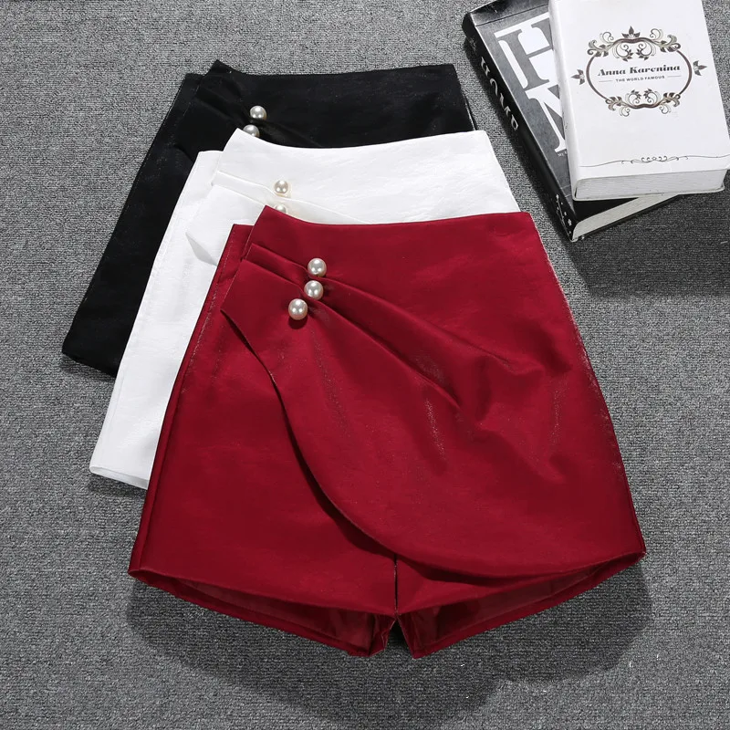 

Shorts Women Spring and Summer 2020 New High Waist Loose Slimming Retro All-match Bright Silk Satin Skirt Shorts Ladies Short