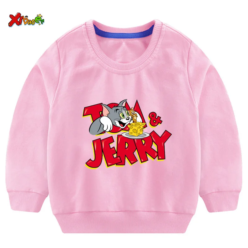 toddler girl sweatshirts baby boy hoodie children Pullover Tops Autumn Fashion Long Sleeve Cartoon Tom and jerry clothing
