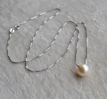 

Unique Pearls jewellery Store 8MM Single White Color Genuine Freshwater Pearl 925 Sterling Silver Choker Necklace Fine Jewelry