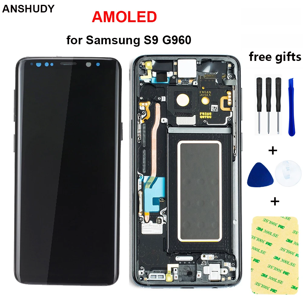 

5.8 inch AMOLED for SAMSUNG Galaxy S9 G960 G960F LCD Touch Screen Digitizer with Frame free shipping tools Display Replacement