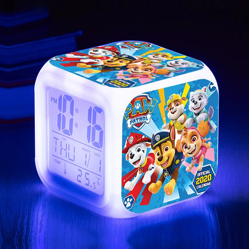 Paw Patrol светодиодный аниме Рисунок мультфильм будильник Patrulla Canina Ryder фигурки детский будильник подарки на день рождения 7D08