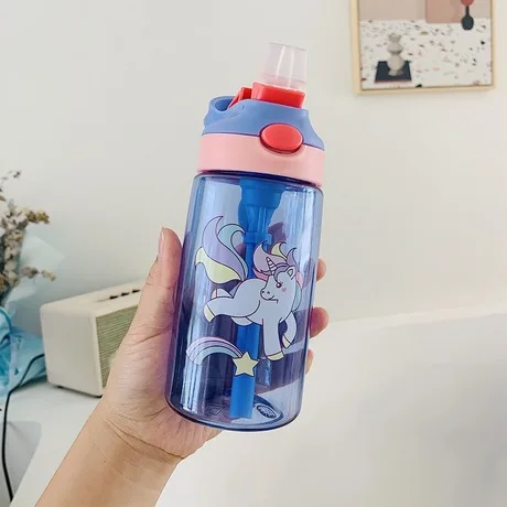 Бутылки для воды детская посуда Бутылка для питьевой воды с соломинкой PC детская бутылка для воды 480 мл бутылка для воды agua garrafa