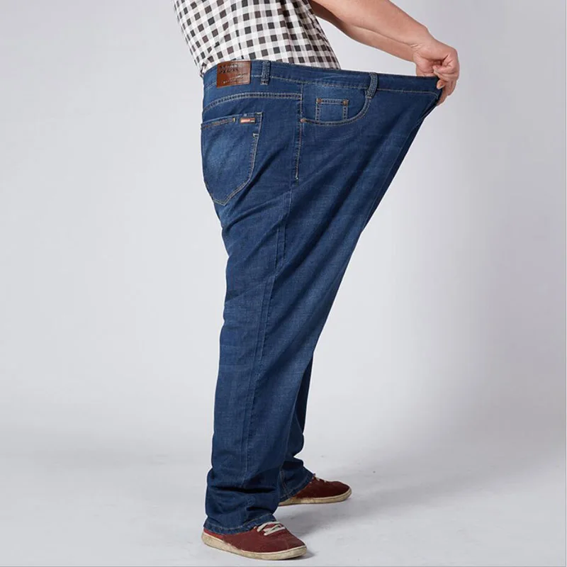 

Extra large men's jeans thickened 160 kg plus size 6XL 7XL 8XL 9XL 10XL waist 132 trousers 44 46 48 50 52 elastic autumn blue