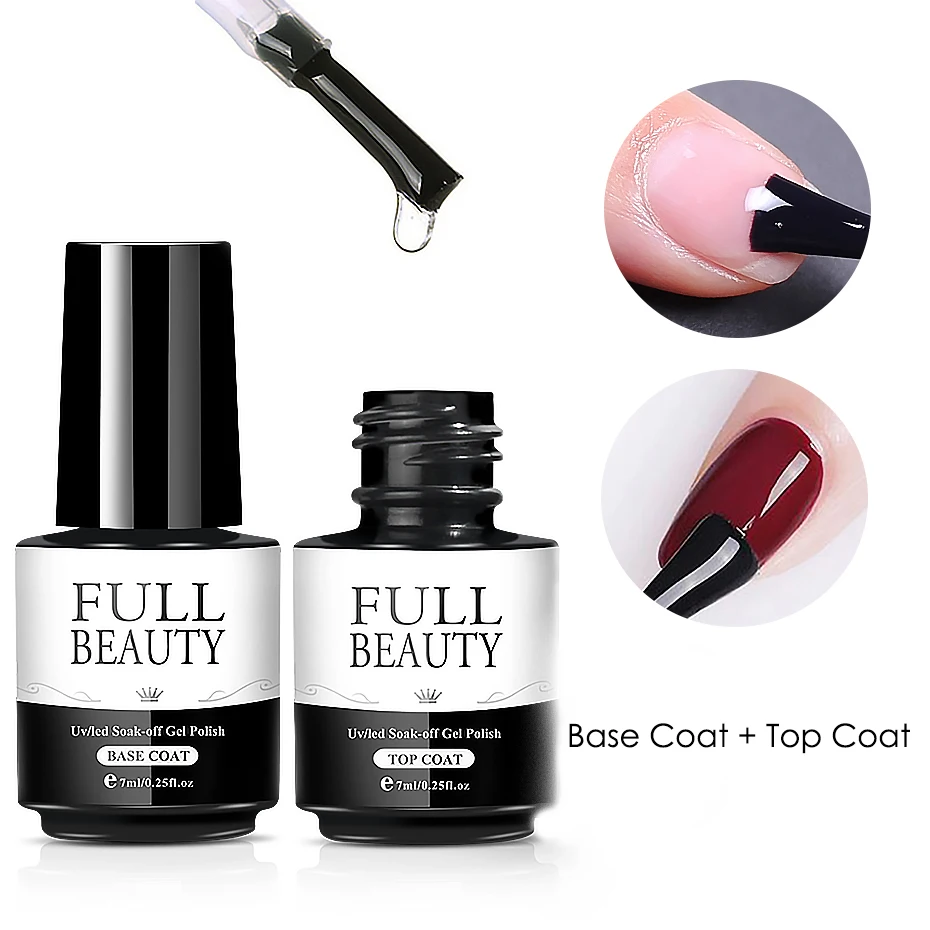 Top Base Coat Nail Gel Polish Uv Led Soak Off Varnish Sticky Layer No Wipe Top Coat For