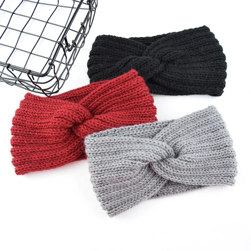 New Knitted Knot Cross Headband for Women Autumn Winter Girls Hair Accessories Headwear Elastic Hair Band Hair Accessories
