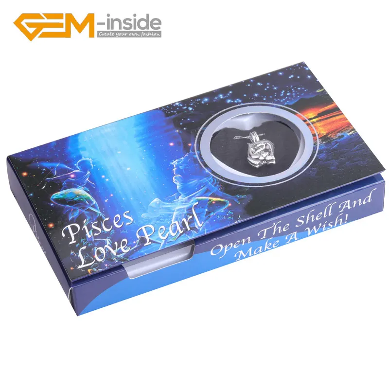 Натуральный пресноводный жемчуг 12 созвездий коробка желаний ожерелье Oyster Сделай Сам вакуумная упаковка случайные цвета на Рождество подарок на день рождения - Окраска металла: Pisces