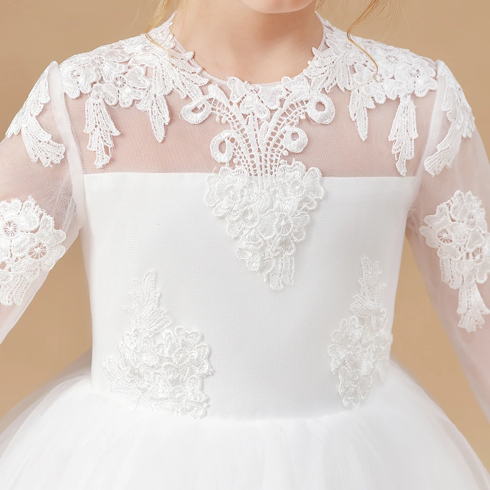 Flower girl dresses floral appliqu&eacute; dress girls dresses applique flower girl dress for children pageant wedding banquet ceremony birthday party