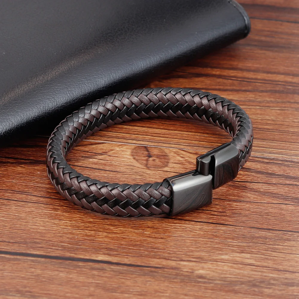 Classic Design Hand-woven Bracelet Personality Gift For Men Genuine Leather Bracelet&Bangle Special Birthday Party Jewelry