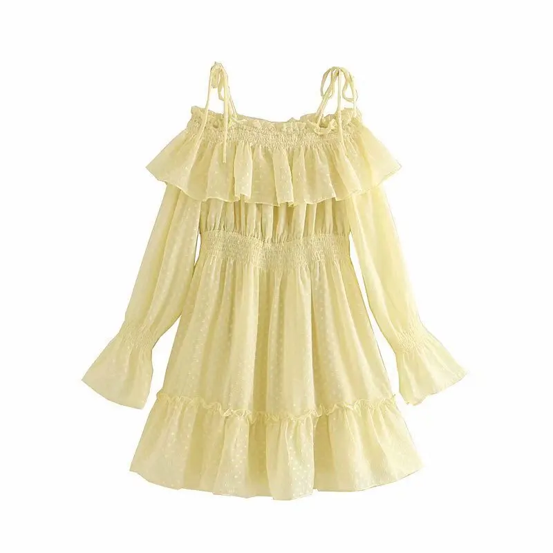 

Europe And America 2019 Winter New Style WOMEN'S Dress Versitile Fashion Slimming Horizontal Neck off-Shoulder Jacquard Laminate