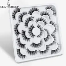 SEXYSHEEP 10 пар 3D Мягкие Накладные ресницы из искусственной норки натуральные спутанные ресницы крест-накрест Висячие ресницы расширение глаз макияж инструменты