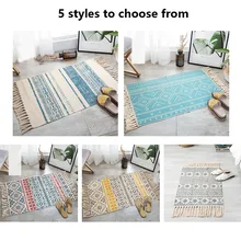 Хлопковый льняной тканый ковер с кисточками, напольный коврик, дверной гобелен для спальни, декоративное одеяло, чайный ковер для гостиной