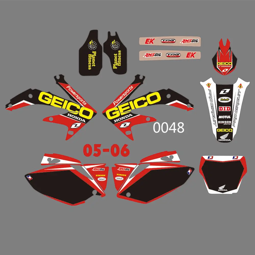 

New Full Graphics Decals Stickers Custom Number Name Glossy Bright Stickers Waterproof for HONDA CRF450R CRF450 2005-2006