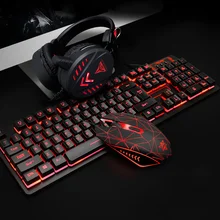 Игровая клавиатура мышь гарнитуры коврик для мыши набор 1600 dpi водонепроницаемый с подсветкой VDX99