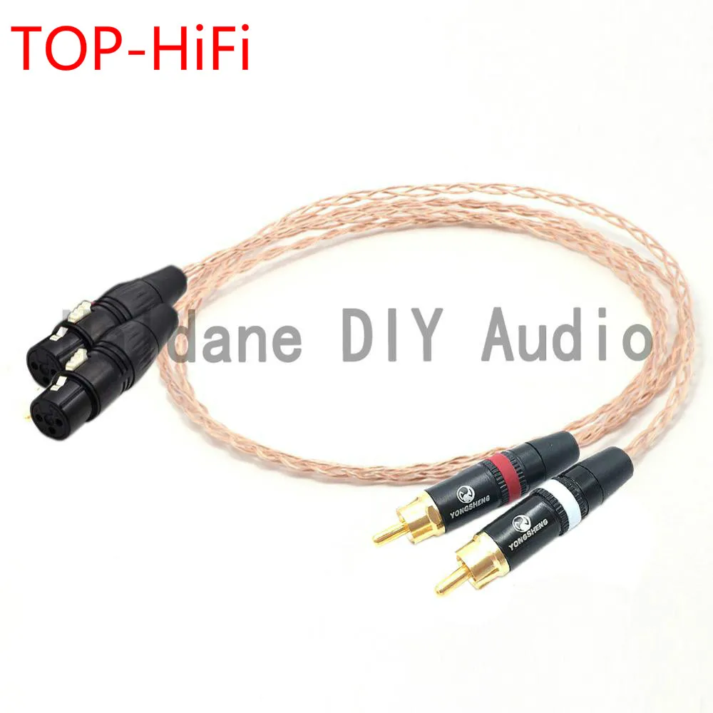 

TOP-HiFi Pair Bold Version 8CU Single Crystal Copper RCA Male to XLR Feamle eads Balanced Audio Cable for Amplifier CD player