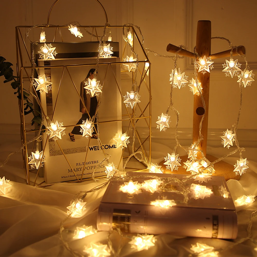 

6M/10M New LED Christmas Garland Star String Lights Battery Flash Fairy Light Outdoor For Xmas Tree Wedding Party Decoration
