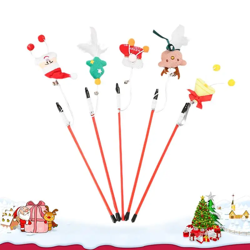 5Pcs Cat-teasing Sticks Wholesome Lovely Teasing Toy Funny Stick for Pet