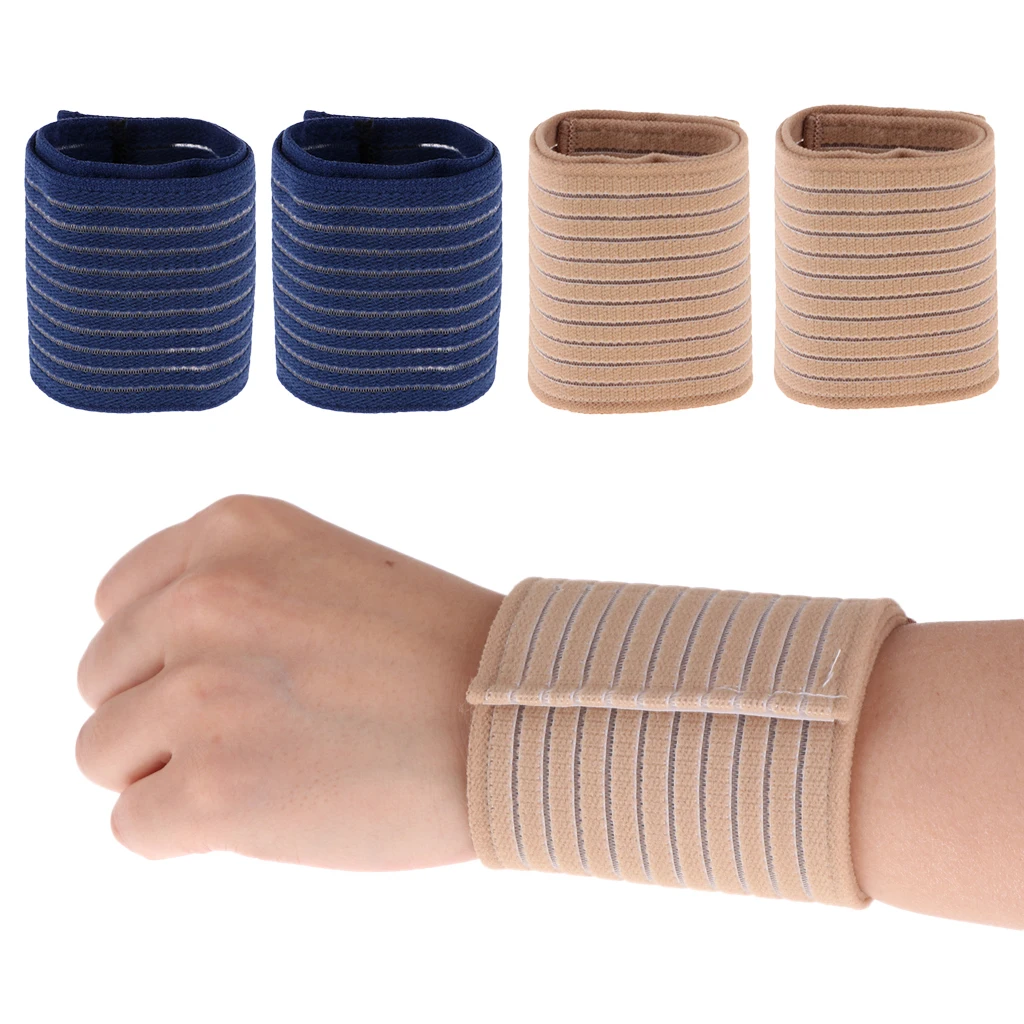 2 Pairs Compression Sleeve Support Elastic Bandage Straps Brace Wrist Protector Pad