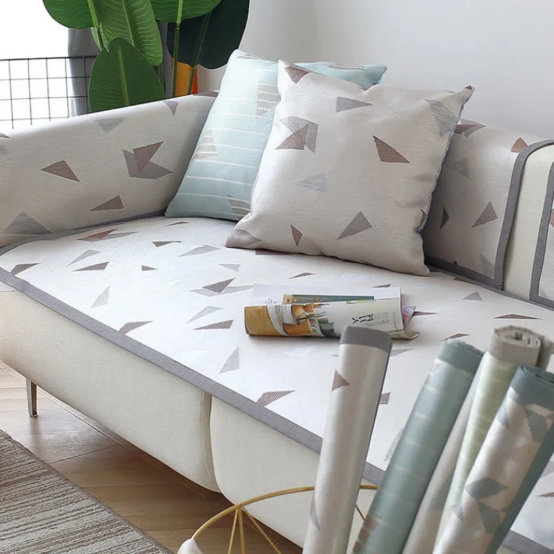 

Northern European-Style Summer Season Summer Sleeping Mat Viscose Sofa Cushion Slip Mat Backrest Towel Minimalist Modern Summer
