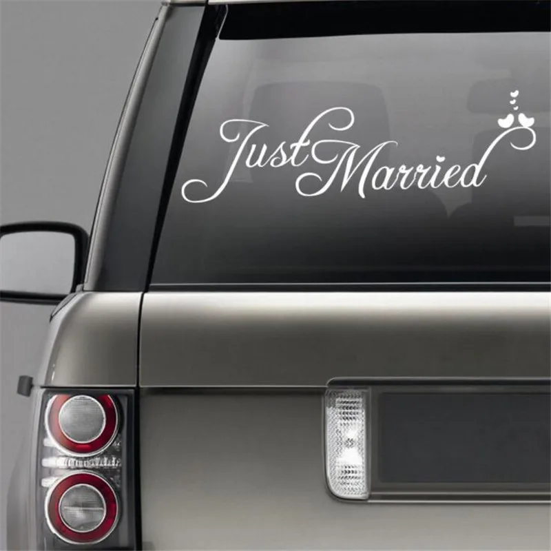 100pcs Just Married Car Decals Window Stickers Window Cling 8' x 23.5' White Perfect for Wedding Honeymoon