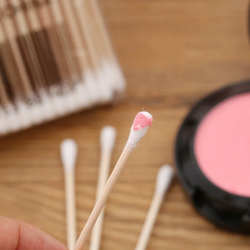 Cotton Swabs 100pcs/pack Double Head Beauty Makeup Wood Sticks Ears Cleaning Health Care Eco Friendly Wood Cotton Swabs Disposable Cotton Swabs