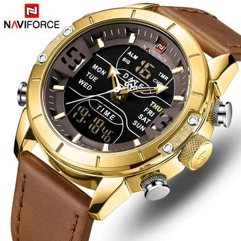 

NAVIFORCE Watches Fashion Quartz Men Watch Leather Waterproof Military Mens Watches Analog Digital Male Clock Relogio Masculino