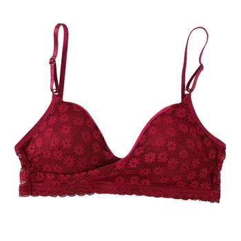 

Deep V Lace Bralette Without Steel Ring Small Chest Gathered Underwear Girl Thin Section French Triangle Cup Bra 7