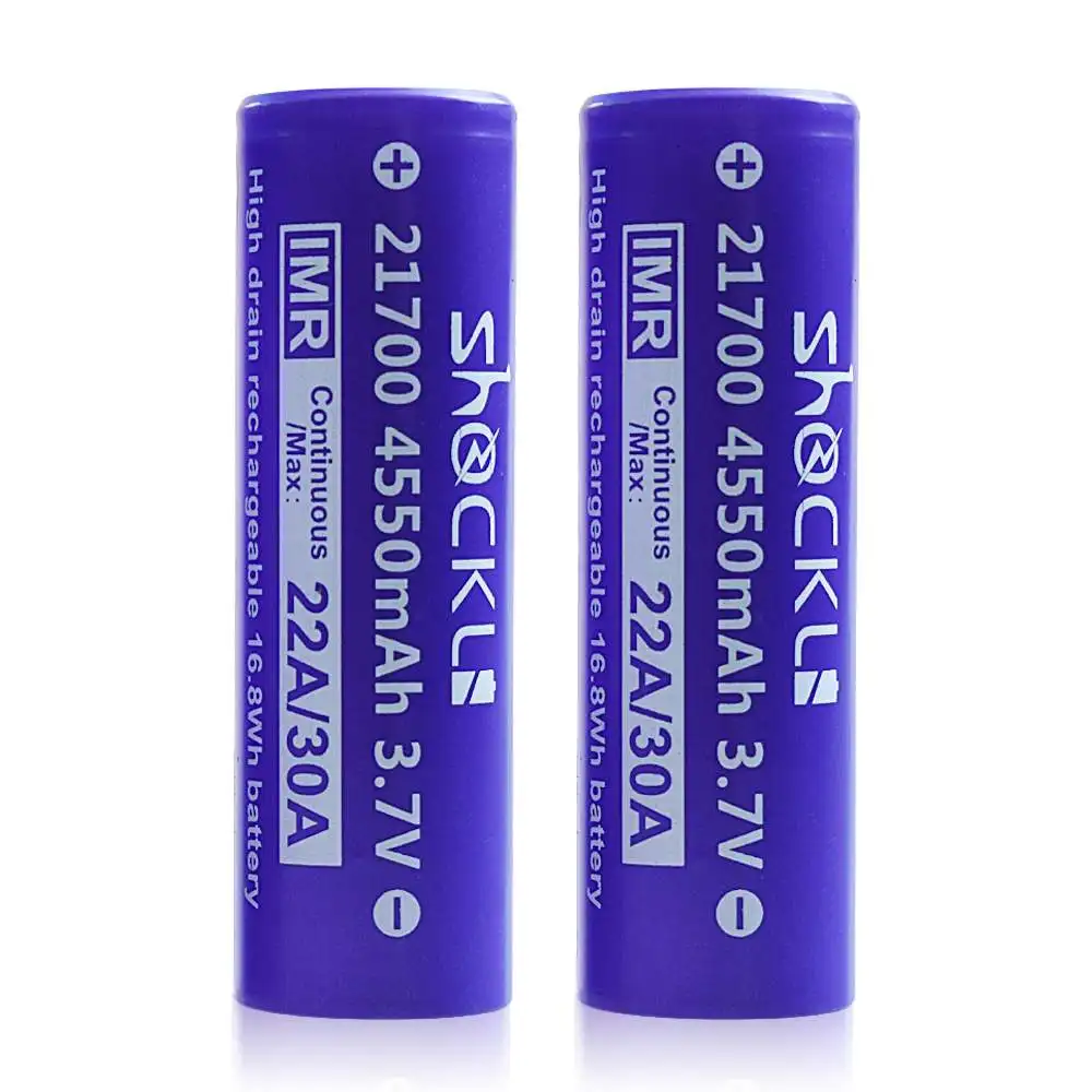 2 шт 3,7 V Shockli IMR 21700 аккумулятор 4550mAh 30A литий-ионная аккумуляторная батарея с плоским верхом чехол для фонарика