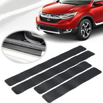 

4PCS Car Door Sill Edge Paint Protection Vinyl Film Sheet Anti Scratch Self Adhesive Air Release Black Carbon Fiber Anti Slid