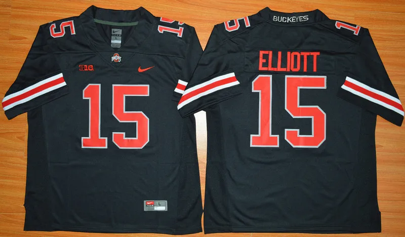 Синий Горячая Распродажа: Ohio State Buckeyes Иезекииль Эллиот 15-Размеры S, M, L, XL, 2XL, 3XL Джерси - Цвет: Синий