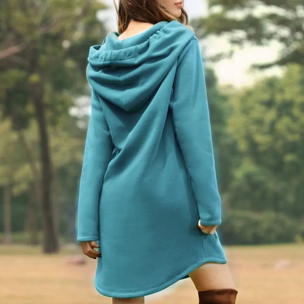 Jocoo Jolee Women Spring Solid Hoodies Casual Long Style Sweatshirt Casual Pocket Oversized Hoodie kpop Hoody Dress Pullover