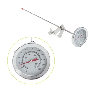 

12" Brew Kettle Thermometer Side Clip 304 Stainless Steel Homebrew Beer Probe Thermometer -10-100 C 0-220 F Dial Face
