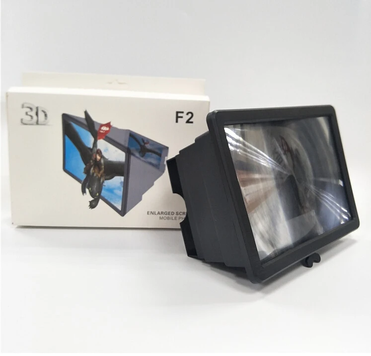 2 Цвета Универсальный портативный 3D видео увеличить смартфон экран Лупа усилитель для huawei iphone samsung - Цвет: Черный