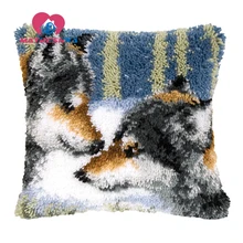 Lobo tapete bordado venda define travesseiro ponto cruz faça você mesmo joaninhas para needlework diy tapetes travesseiro ponto cruz(China)