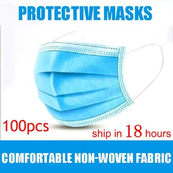 

Mask Disposable Non-wove 3 Layer Ply Filter Mask Mouth Face Mask Filter Safe Breathable Protective Masks 18 Hours Shipping